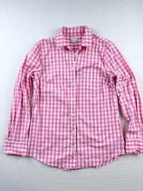 J.Crew Pink and White Gingham Check Button-Down Long Sleeve Shirt Size S